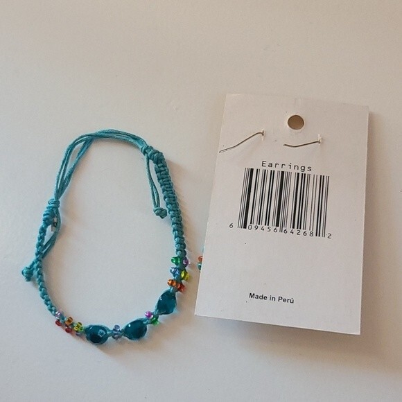 NWOT-Spirit of Nature Earrings & Bracelet Set Turquoise & Orange - Picture 4 of 4